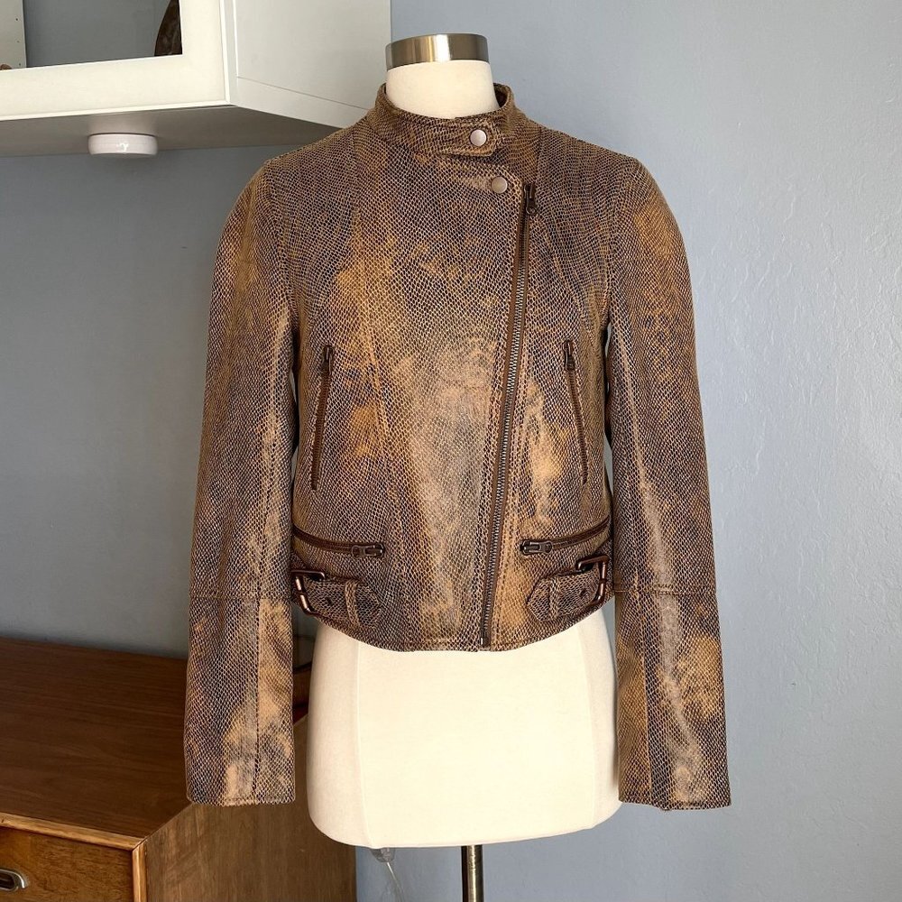 Free People Snake Skin Fenix Moto Jacket in Black Combo - Picture 6 of 13